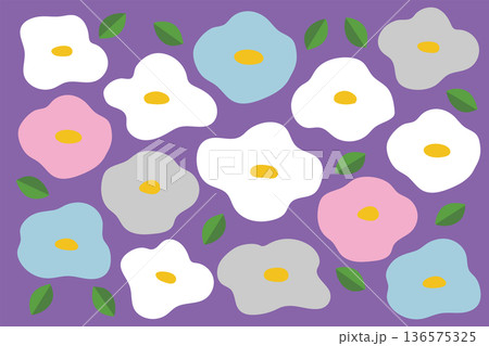 かわいい花柄 背景 イラスト ベクター かわいい花柄 背景 イラスト ベクター 136575325