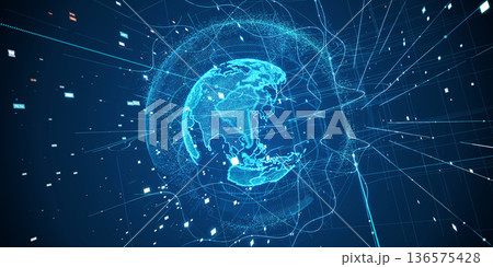 未来的サイバースペースとグローバルネットワークのコンセプト 136575428