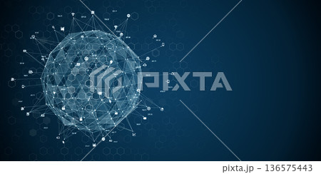 未来的サイバースペースとデジタルネットワークのコンセプト 136575443