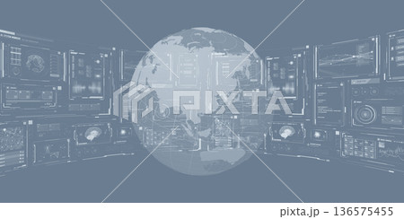 未来的サイバースペースとグローバルネットワークのコンセプト 136575455