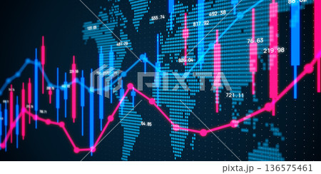 世界地図と金融テクノロジーのコンセプト 136575461