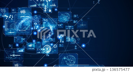 未来的サイバースペースとデジタルテクノロジーのコンセプト 136575477