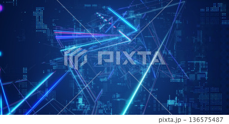 未来的サイバースペースとデジタルテクノロジーのコンセプト 136575487