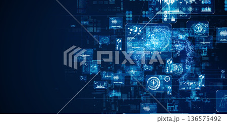 未来的サイバースペースとデジタルテクノロジーのコンセプト 136575492