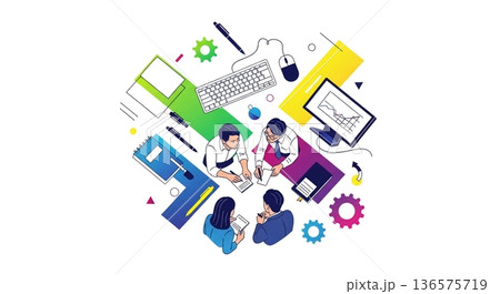 集中して戦略を練るビジネスチーム 136575719