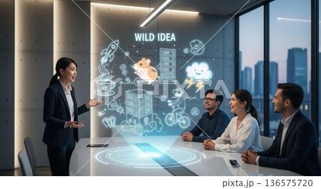 ワイルドなアイデアが光る未来型プレゼン ワイルドなアイデアが光る未来型プレゼン 136575720