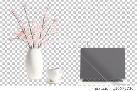 在家工作時,可以欣賞櫻花美景,享受愜意時光——櫻花花瓶和筆記型電腦鏤空設計 在家工作時,可以欣賞櫻花美景,享受愜意時光——櫻花花瓶和筆記型電腦鏤空設計 136575736