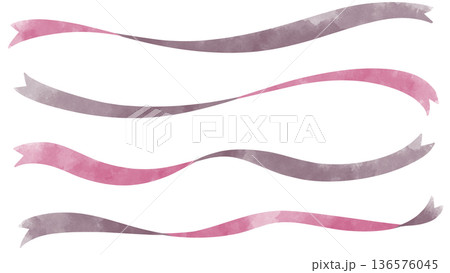 ツートンカラーのねじれたリボンライン素材ピンクと茶色セット 136576045