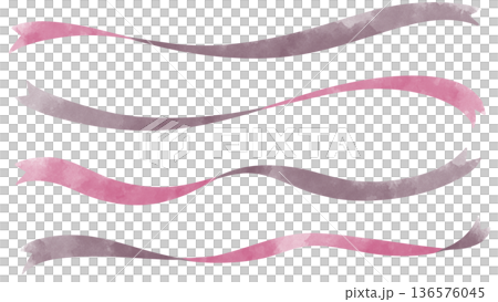 ツートンカラーのねじれたリボンライン素材ピンクと茶色セット 136576045