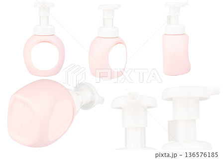 pink shampoo bottle isolated on white background pump dispenser pink shampoo bottle isolated on white background pump dispenser 136576185