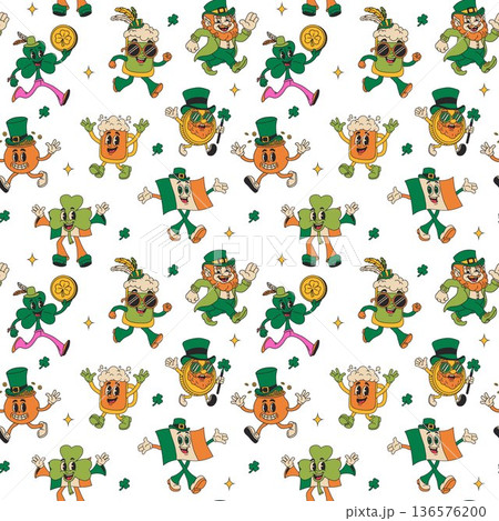 Saint Patricks Day Cartoon Repeating Background 136576200