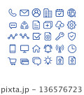 ビジネスアイコン30個セット ブルー アウトライン UI・Webデザイン素材（PNG透過） 136576723