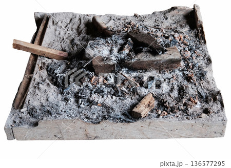 A bonfire is fire in a wooden container isolated on white background with clipping path A bonfire is fire in a wooden container isolated on white background with clipping path 136577295