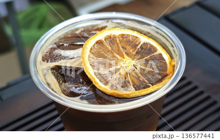 Black coffee mixed with lemon juice refreshing Black coffee mixed with lemon juice refreshing 136577441