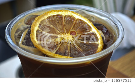Black coffee mixed with lemon juice refreshing Black coffee mixed with lemon juice refreshing 136577513