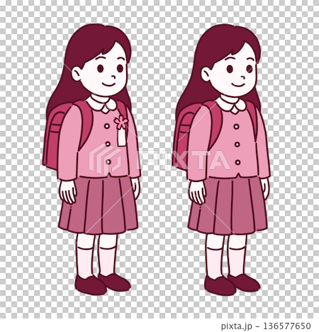 進入小學的女孩 進入小學的女孩 136577650