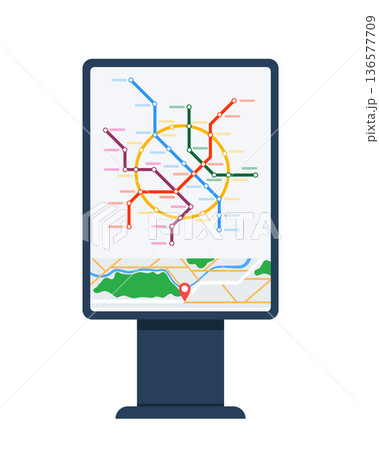 Metro transport city map Info board. Metro subway map. Transportation concept. Plan map station metro and underground railway metro scheme. Vector illustration 136577709