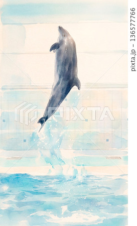 ジャンプするイルカ、水族館 136577766