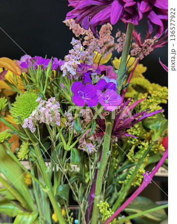 Colorful Wildflower Bouquet Close Up Floral Background Colorful Wildflower Bouquet Close Up Floral Background 136577922