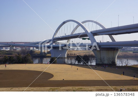 東京都足立区江北二丁目の江北ジャンクション周辺の風景 東京都足立区江北二丁目の江北ジャンクション周辺の風景 136578348