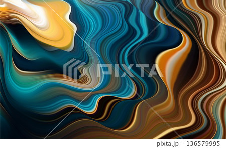 Teal gold marble background. Nature gradient wave bg. 136579995