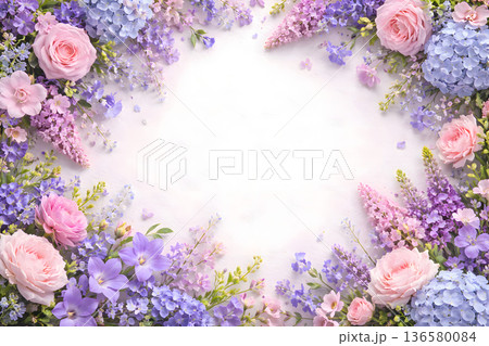春の花フレーム 背景素材 136580084