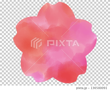 桜のシンプルなフレーム　水彩　ピンク　1 136580091