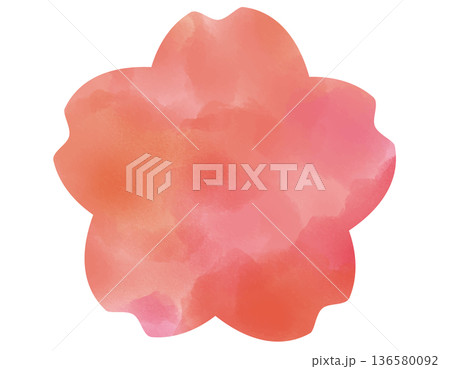 桜のシンプルなフレーム　水彩　ピンク　2 136580092