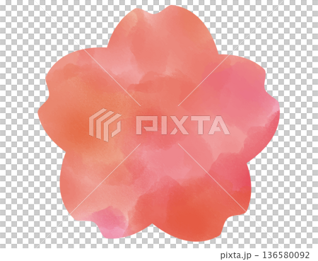 桜のシンプルなフレーム　水彩　ピンク　2 136580092