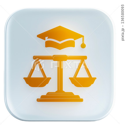 卒業帽と天秤を組み合わせた教育リーガルアイコン 136580093