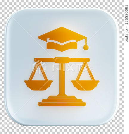卒業帽と天秤を組み合わせた教育リーガルアイコン 136580093