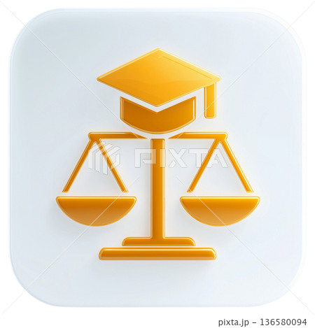 卒業帽と天秤を組み合わせた教育リーガルアイコン 136580094