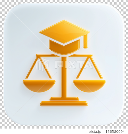 卒業帽と天秤を組み合わせた教育リーガルアイコン 136580094