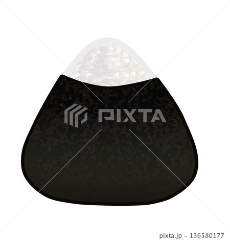 海苔で巻かれた三角おにぎりのイラスト 136580177