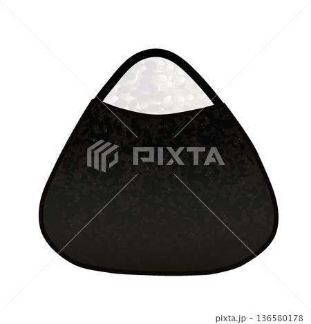 海苔で巻かれた三角おにぎりのイラスト 136580178