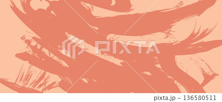 Abstract pastel peach orange textured distressed painted bold brush strokes background. Grunge retro muted coral red paintbrush stroke smear with spray texture for banner, surface, poster design Abstract pastel peach orange textured distressed painted bold brush strokes background. Grunge retro muted coral red paintbrush stroke smear with spray texture for banner, surface, poster design 136580511