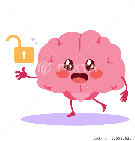Brain with Open Lock for Mental Freedom Concept Brain with Open Lock for Mental Freedom Concept 136581629
