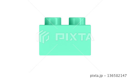 Aquamarine Plastic Building Block Isolated on a White Background. 136582147