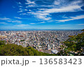 円山山頂から望む札幌市街のパノラマビュー 青空と夏雲 136583423