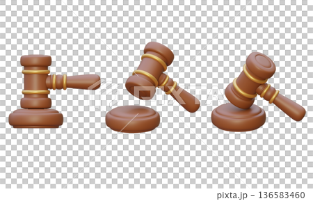 3D rendered judge gavel and sound block set isolated 3D rendered judge gavel and sound block set isolated 136583460