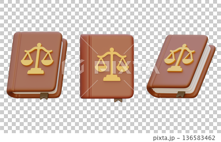 3D rendered law book with justice scales symbol isolated 136583462