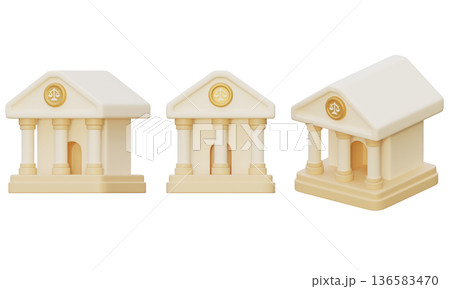 3D rendered courthouse building icon set isolated 3D rendered courthouse building icon set isolated 136583470