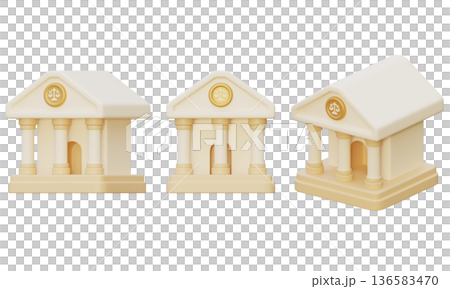 3D rendered courthouse building icon set isolated 136583470