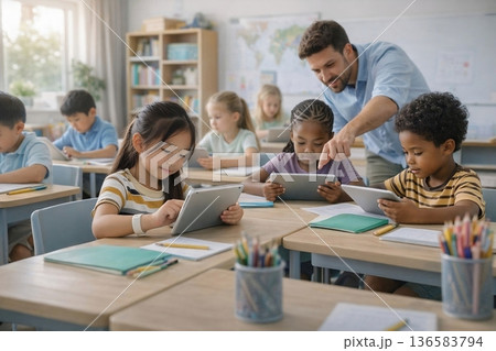 デジタル学習の教室風景 136583794