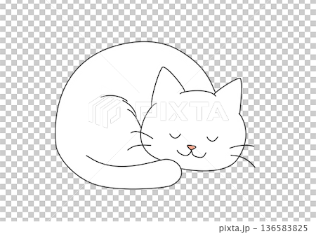 A relaxed illustration of a sleeping white cat curled up A relaxed illustration of a sleeping white cat curled up 136583825