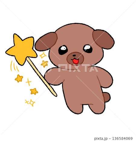 星のステッキを持って笑うかわいい犬のイラスト ファンタジー動物素材 透過背景 星のステッキを持って笑うかわいい犬のイラスト ファンタジー動物素材 透過背景 136584069