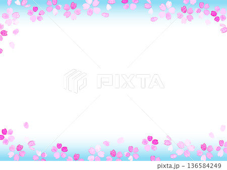 桜の花びらが舞う透過背景の春イラスト素材 桜の花びらが舞う透過背景の春イラスト素材 136584249
