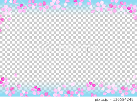 桜の花びらが舞う透過背景の春イラスト素材 桜の花びらが舞う透過背景の春イラスト素材 136584249