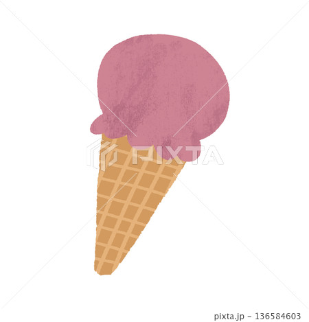 水彩風手描き いちごアイスのイラスト 水彩風手描き いちごアイスのイラスト 136584603