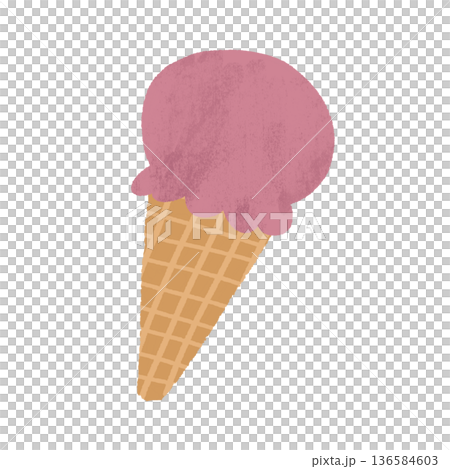 水彩風手描き いちごアイスのイラスト 水彩風手描き いちごアイスのイラスト 136584603